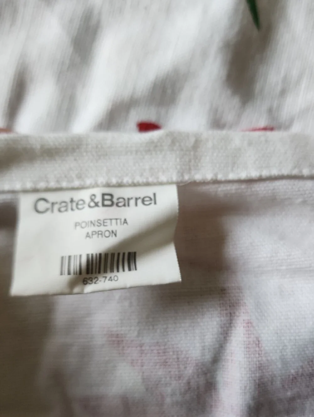 Crate&Barrel Red Poinsettia & Green Holly Holiday Apron